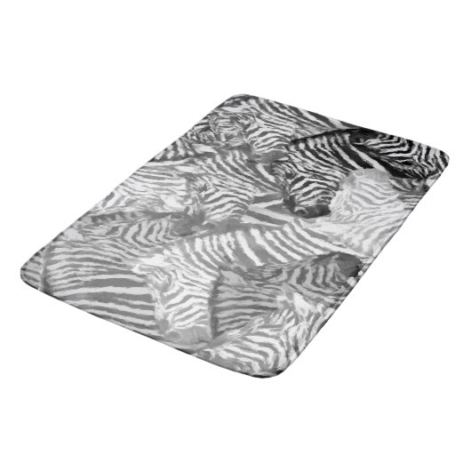 Abstrakte Schwarz-Weiß-Zebra-Kunst Badematte (Schrägansicht)