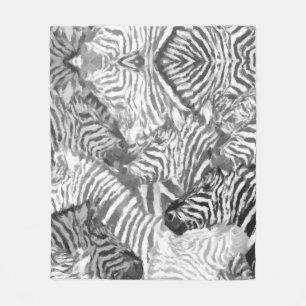 Abstrakte Schwarz-Weiß-Zebra-Kunst Fleecedecke