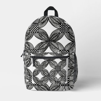 Abstrakte Schwarz-Weiß-ZentanglPrint Cut Sew Tasch Bedruckter Rucksack