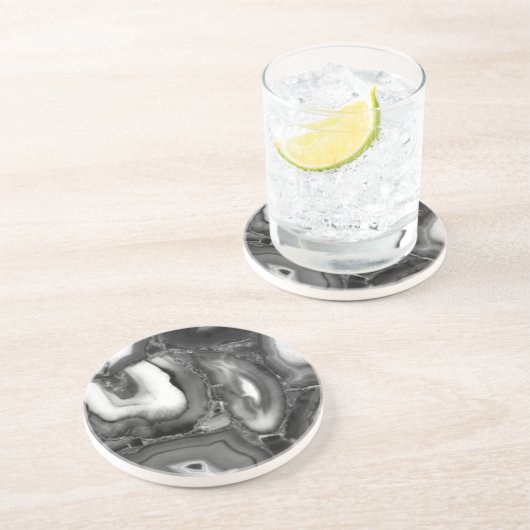 Abstrakte Schwarz-weiße Agode Getränkeuntersetzer (Seite)