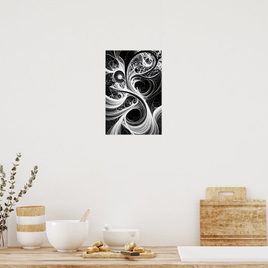 Abstrakte Schwarz-weiße Geisteskunst Poster (Küche)