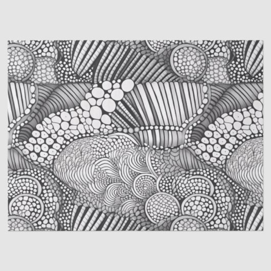 Abstrakte schwarz-weiße geometrische Kritzelei (6) Seidenpapier (Vorderseite)