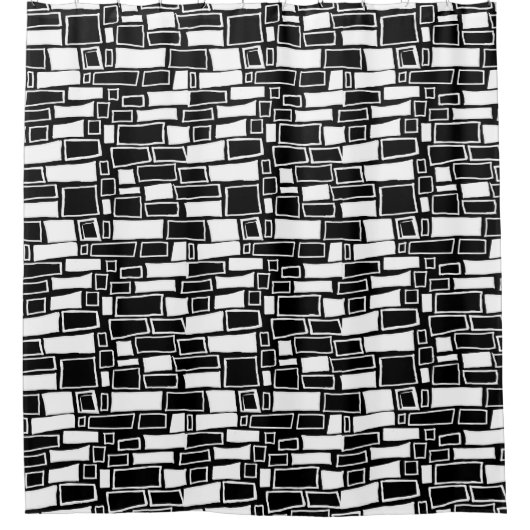 Abstrakte Schwarz-weiße geometrische Tiles Duschvorhang (Vorderseite)