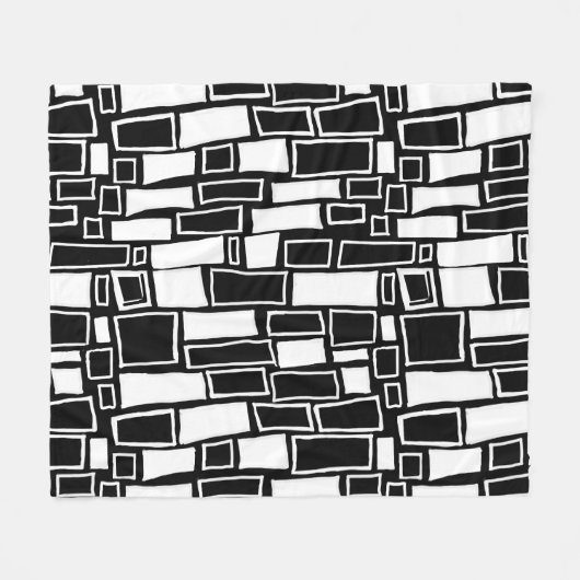 Abstrakte Schwarz-weiße geometrische Tiles Fleecedecke (Vorderseite (Horizontal))