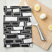 Abstrakte Schwarz-weiße geometrische Tiles Geschirrtuch (Viertel Falte)