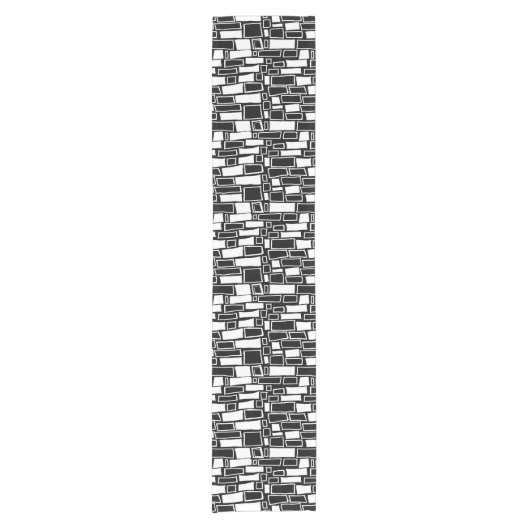 Abstrakte Schwarz-weiße geometrische Tiles Kurzer Tischläufer (Vorderseite)