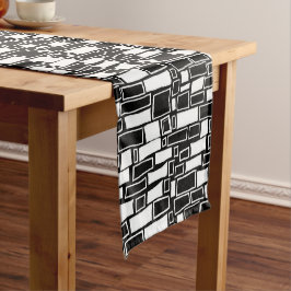Abstrakte Schwarz-weiße geometrische Tiles Kurzer Tischläufer