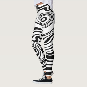 Abstrakte schwarz-weiße Linien 2 Leggings