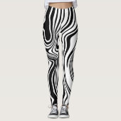 Abstrakte schwarz-weiße Linien 9 Leggings (Vorderseite)