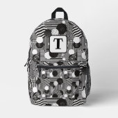 Abstrakte schwarz-weiße Linien im Hintergrund 1 Bedruckter Rucksack (Vorderseite)