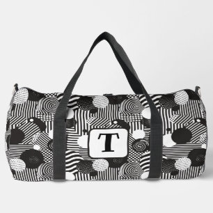 Abstrakte schwarz-weiße Linien im Hintergrund 1 Duffle Bag
