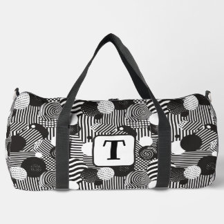 Abstrakte schwarz-weiße Linien im Hintergrund 1 Duffle Bag