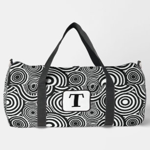 Abstrakte schwarz-weiße Linien im Hintergrund Krei Duffle Bag