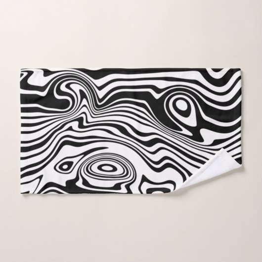 Abstrakte schwarz-weiße Linien - individuell einst Badhandtuch Set (Handtuch)