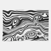 Abstrakte schwarz-weiße Linien - individuell einst Geschirrtuch (Horizontal)