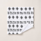 Abstrakte Schwarz-weiße Markierungen Badhandtuch Set (Waschlappen)