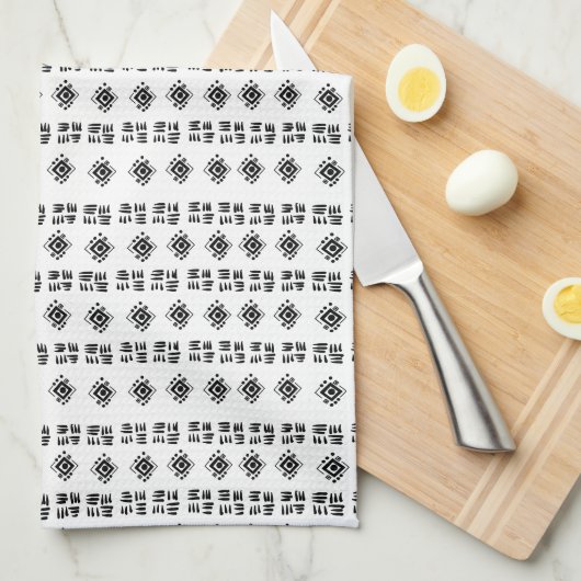 Abstrakte Schwarz-weiße Markierungen Geschirrtuch (Viertel Falte)