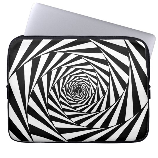 Abstrakte schwarz-weiße Spiraltreppe Laptopschutzhülle (Vorderseite)