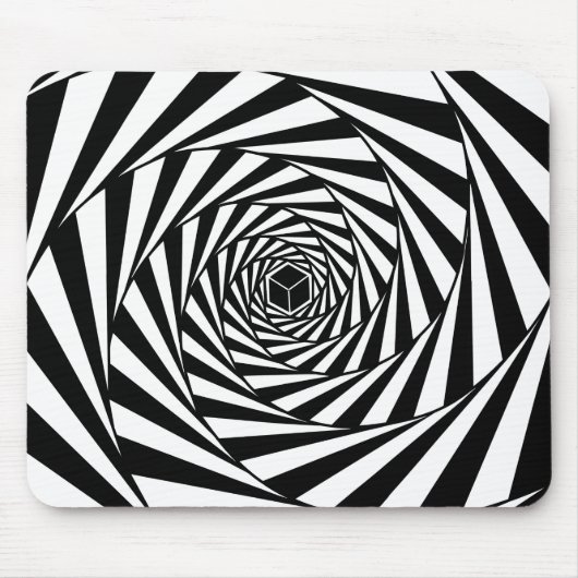 Abstrakte schwarz-weiße Spiraltreppe Mousepad (Vorne)