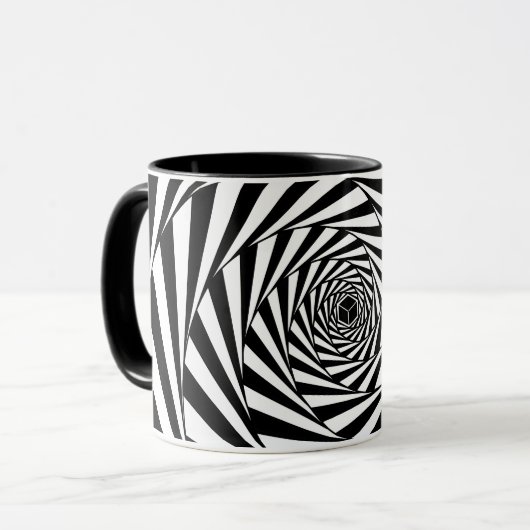 Abstrakte schwarz-weiße Spiraltreppe Tasse (Vorderseite Links)