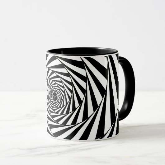 Abstrakte schwarz-weiße Spiraltreppe Tasse (VorderseiteRechts)