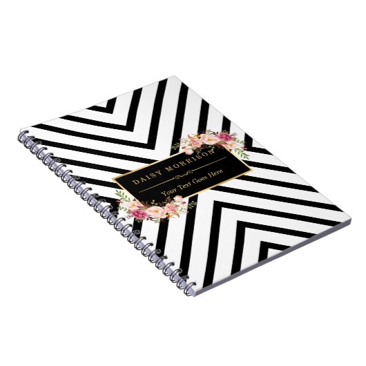 Abstrakte Schwarz-weiße Streifen und Notizblock (Rechte Seite)