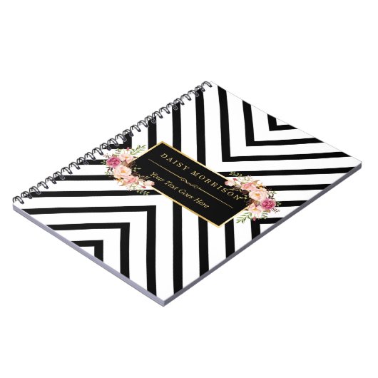 Abstrakte Schwarz-weiße Streifen und Notizblock (Linke Seite)