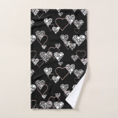 Abstrakte Schwarz-weiße Valentinstag Herzen Liebe  Badhandtuch Set (Handtuch)