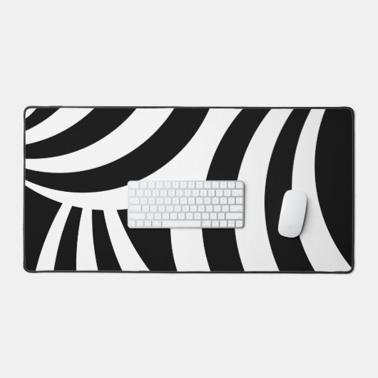 Abstrakte schwarz-weiße Wavy-Linien Schreibtischunterlage (Tastatur & Maus)