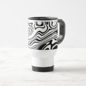Abstrakte Schwarz-weiße Wavy Strip Travel Mug Reisebecher (VorderseiteRechts)