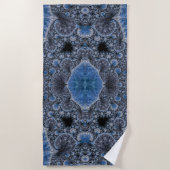 Abstrakte schwarze blaue Fraktale Strandtuch (Vorderseite)