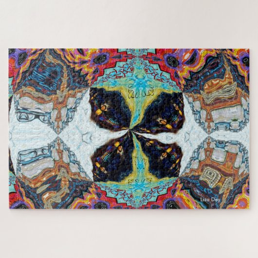 Abstrakte Schwarze Blume Jigsaw Puzzle (Horizontal)