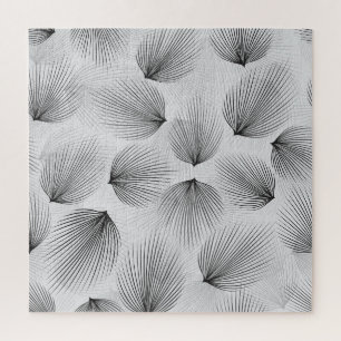 Abstrakte schwarze Blumen: Graue Eleganz. Puzzle
