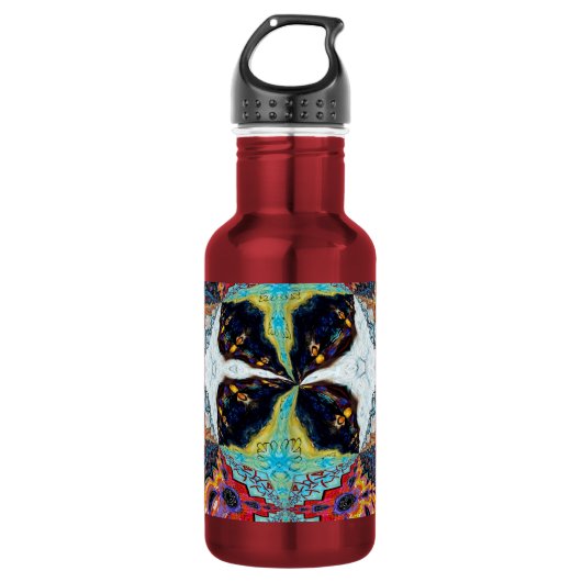 Abstrakte schwarze Blumen-Wasserflasche Edelstahlflasche (Vorderseite)