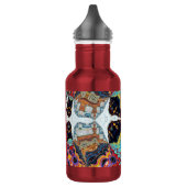 Abstrakte schwarze Blumen-Wasserflasche Edelstahlflasche (Links)