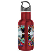 Abstrakte schwarze Blumen-Wasserflasche Edelstahlflasche (Rückseite)