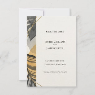 Abstrakte schwarze Goldene Save-The-Date-Karte Save The Date
