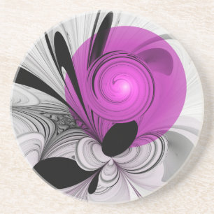 Abstrakte schwarze graue Magenta-Fraktal-Kunst Getränkeuntersetzer