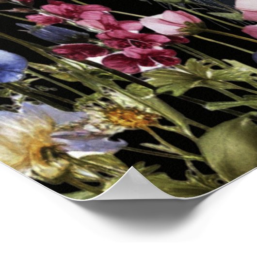 Abstrakte Schwarze Katze Farbenfrohe Wilde Blume Poster (Ecke)