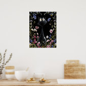 Abstrakte Schwarze Katze Farbenfrohe Wilde Blume Poster (Küche)