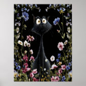 Abstrakte Schwarze Katze Farbenfrohe Wilde Blume Poster (Vorne)