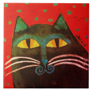 Abstrakte Schwarze Katze Fliese