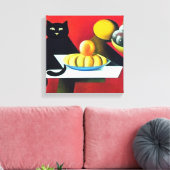 Abstrakte Schwarze Katze Leinwanddruck (Insitu (Wohnzimmer))