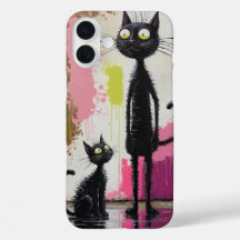 Abstrakte Schwarze Katze Minimalistisch drucken