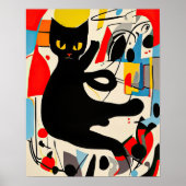 Abstrakte Schwarze Katze Poster (Vorne)
