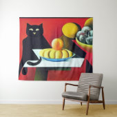 Abstrakte Schwarze Katze Wandteppich (Beispiel (Horizontal))