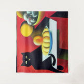 Abstrakte Schwarze Katze Wandteppich (Vorderseite)