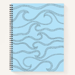 Abstrakte schwarze Linie, blaue Hintergrundfarbe Notizblock