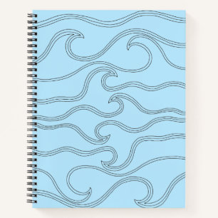 Abstrakte schwarze Linie, blaue Hintergrundfarbe Notizblock