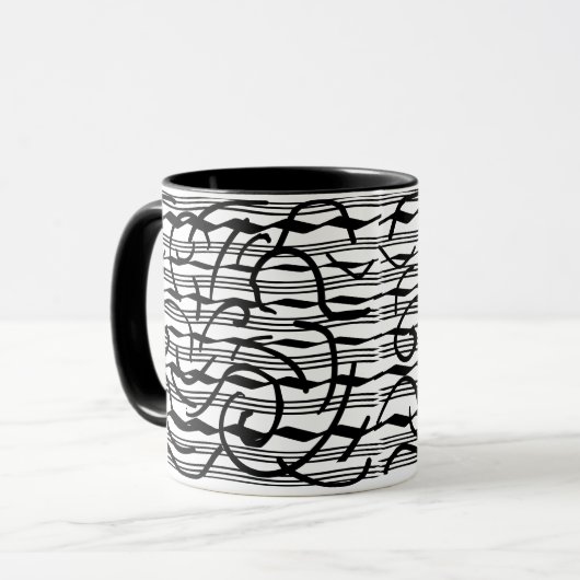 abstrakte schwarze Linien Tasse (Vorderseite Links)